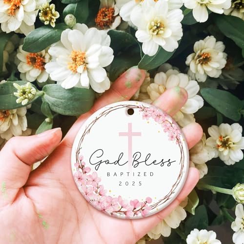ZAGKOO Baptism Ornament 2025 - God Bless Gift for Baby Girl