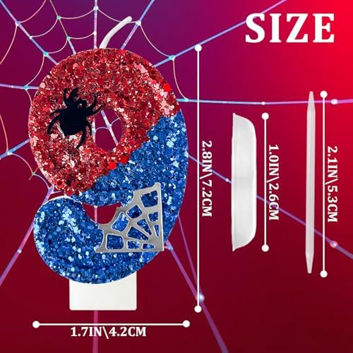 Spider Web Birthday Candles Red Blue with Silver
