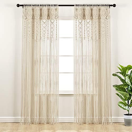 Lush Decor Boho Macrame Cotton Curtain Panel