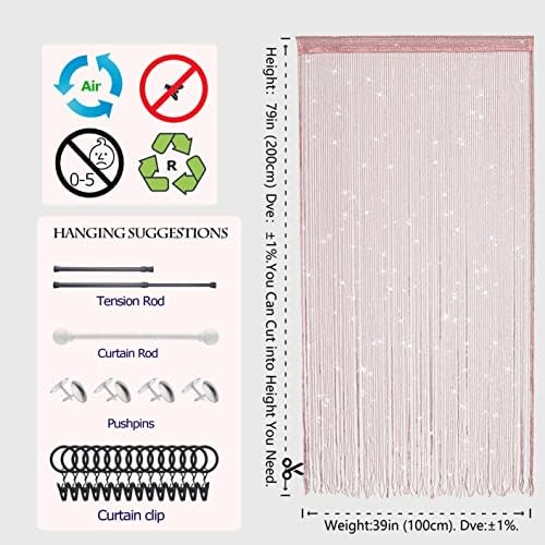 Transcosy Glitter Beaded Curtain Panel - Light Pink 3979