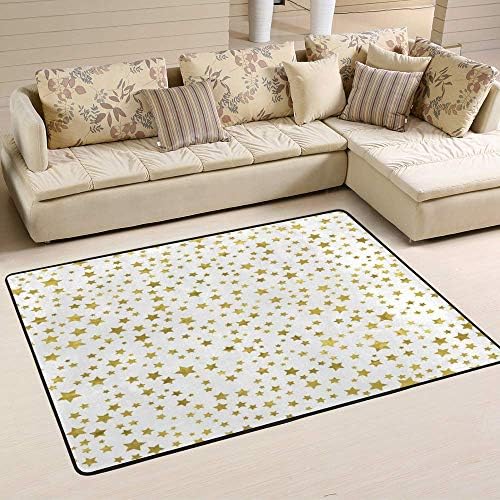 CHIGUA Large Area Rug Non Slip Shiny Gold Stars 80x58 inch