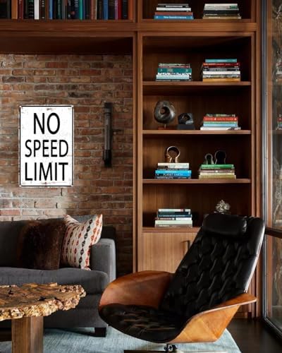 CrazySign Retro Tin No Speed Limit Sign for Boys Room