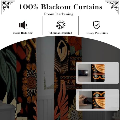 Tyrot Boho Floral Blackout Curtains 2 Panels 84 Inch Long 1