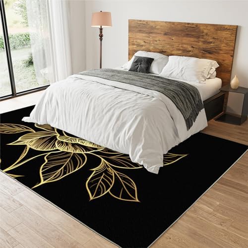 ZAOMIR 6x9ft Area Rug with Gold Foil Rose Design