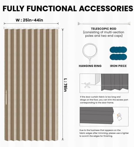 AJAZZ Blackout Curtains 78 Inches Long for Doorways and Closets