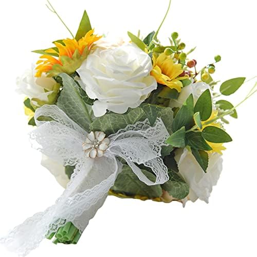Elegant 11 Inch Sunflower Bridal Bouquet Artificial Flowers