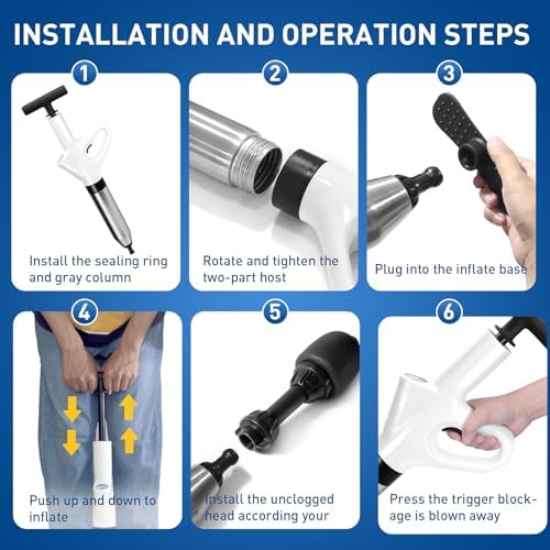 Heavy Duty Toilet Plunger with Air Blaster Gun