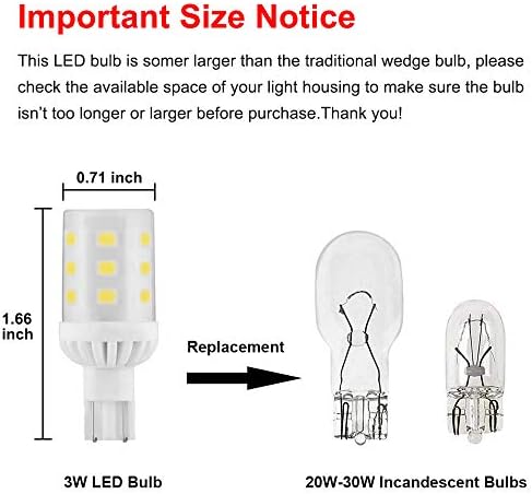Makergroup T5 T10 Wedge Base LED Landscape Bulbs 3W 6000K 6-Pack