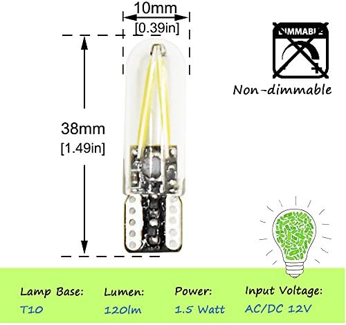 Bonlux T10 Wedge Base LED Bulb 12V 6-Pack Warm White