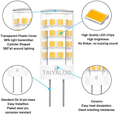 TAIYALOO G4 LED Bulbs 12V 5W Warm White 2700K 10 Pack 1