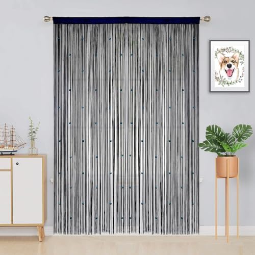 YIIBAII Starry Blue Beaded Curtain for Doorway 1