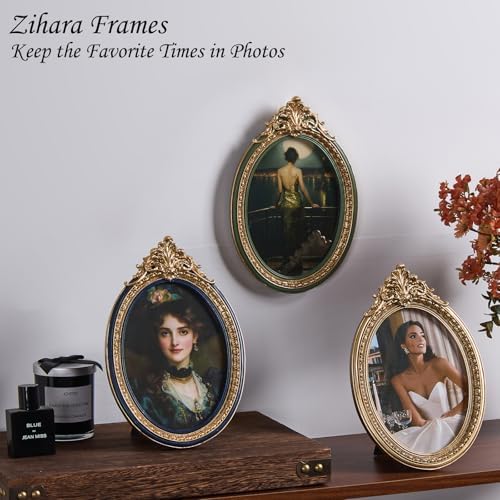 ZIHARA 5x7 Oval Picture Frame with Easel and Hook