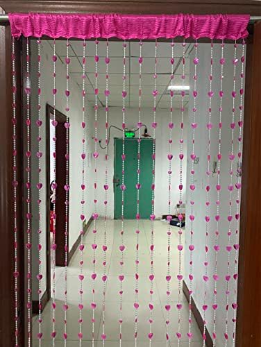 ZiDeTang Acrylic Beaded Heart Door Curtain Rose Pack of 1