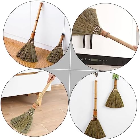 FRCOLOR Hand-Woven Bamboo Broom for Home Cleaning