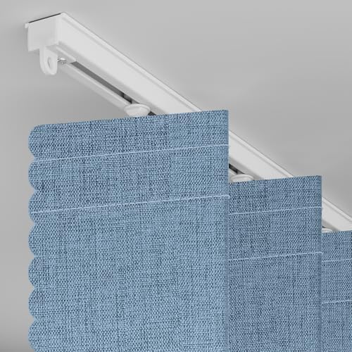 AJAZZ Blackout Accordion Door Curtain - 43W x 79L Blue