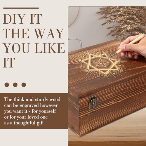Barydat Extra Large Unfinished Pine Wood Box DIY Craft Storage