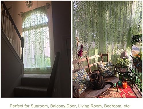 Ufurty 2 Piece Willow Leaf Sheer Curtain Panels