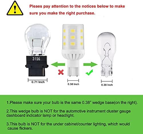 Makergroup T5 T10 Wedge Base LED Landscape Bulbs 3W 6000K 6-Pack