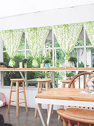 Breling Green Leaf Sheers Curtains 2 Pieces 394 x 787 Inch
