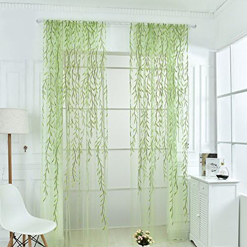 Ufurty 2 Piece Willow Leaf Sheer Curtain Panels