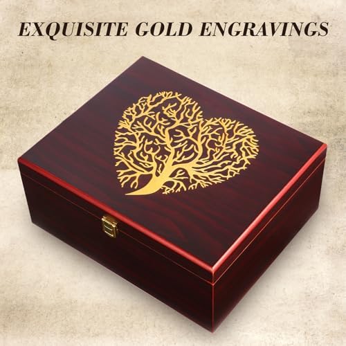 Heart Tree Wooden Keepsake Box - Large Red 1