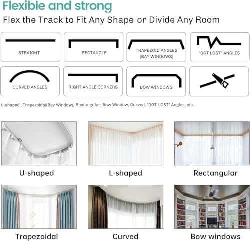 Hoeflife Room Divider Curtains with Flexible Ceiling Tracks