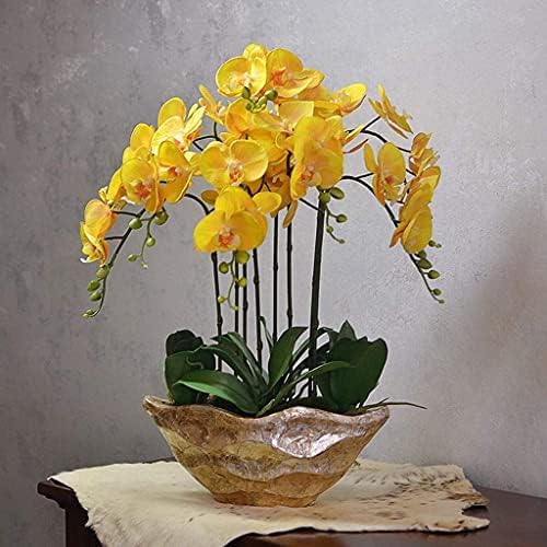 Realistic Artificial Phalaenopsis Orchid Bonsai with Resin Vase