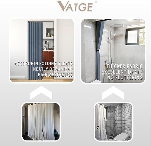 Vatge Blue Accordion Door Curtain Panel with Tieback
