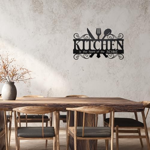 Farmhouse Kitchen Wall Decor Metal Sign - Black