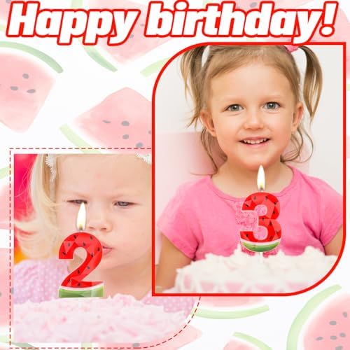 Zolunu 3rd Birthday Watermelon Candle for Summer Party Decorations