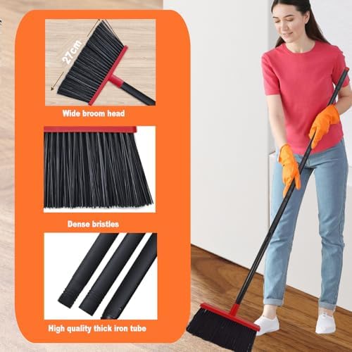 Heavy-Duty Adjustable Angle Broom with 56 Steel Handle