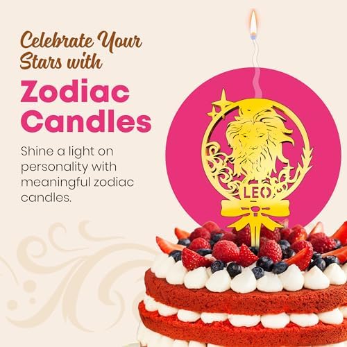 Gold Glitter Leo Candle Topper - Food Safe