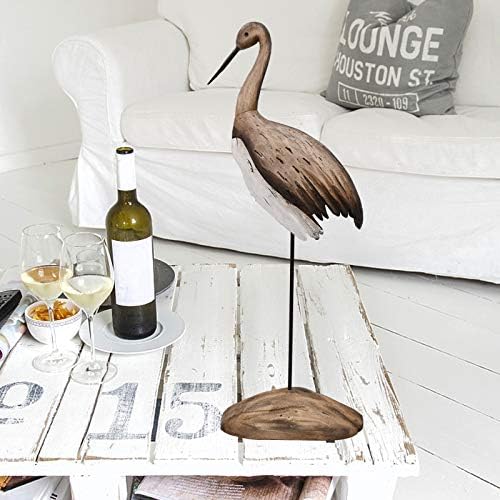 K KILIPES Wood Crane Statue Rustic Garden Decor