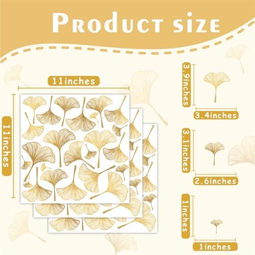 Hataru Golden Leaves Wall Decals Peel and Stick