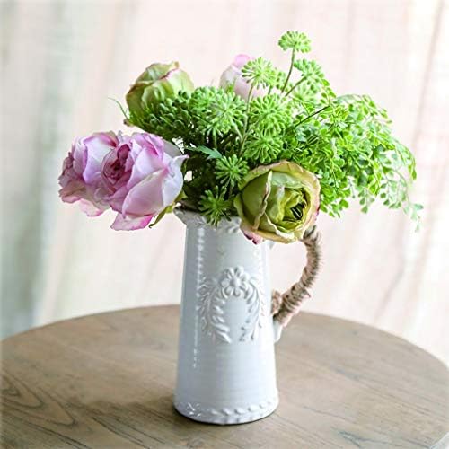 NDRFAWY Artificial Flowers Curled Rose Set with Vase