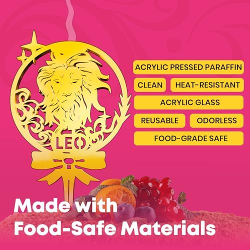 Gold Glitter Leo Candle Topper - Food Safe