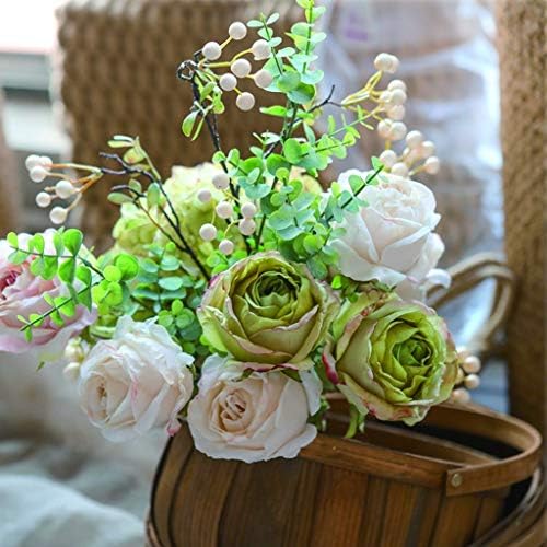 NDRFAWY Artificial Flowers Curled Rose Set with Vase