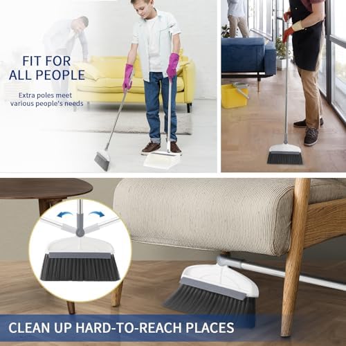 SUTINE Angle Broom with Dustpan Combo Set White