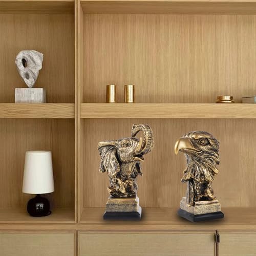 Yunjuhop Elephant Eagle 2-Piece Statue Set
