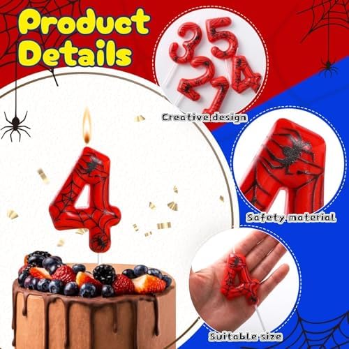 Sel Natural Number 4 Spider Birthday Candle