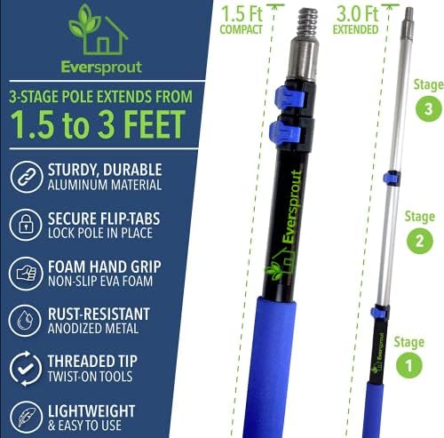 EVERSPROUT Telescopic Paint Roller Pole 15-3 Foot Flip-Tab Lock
