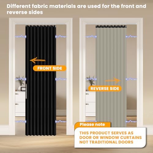 AJAZZ Magnetic Accordion Door Curtain 52x78 Black 1 Panel