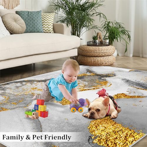ZAOMIR 6x9ft Gold-Plated Marble Area Rug
