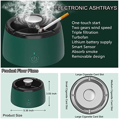 MCOURASOY 2 in 1 Air Purifier Ashtray USB Rechargeable