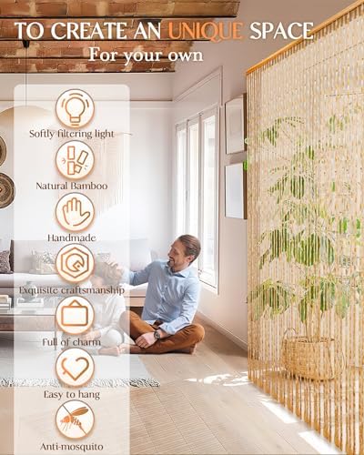 Erfolkerz Bamboo Beaded Curtain - 354x77 - 52 Strands 1