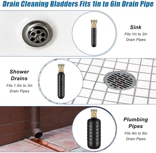 Zhaoyao 3 PCS Universal Drain Bladder Kit for 1-6 Pipes 1