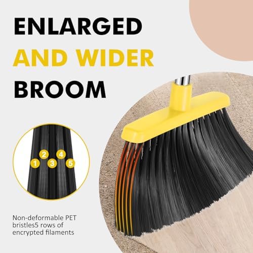 NACENA 4 Pack Heavy Duty Angle Broom with 56 Inch Handle
