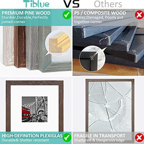 Tiblue 8x8 Rustic Wood Picture Frames Set of 4
