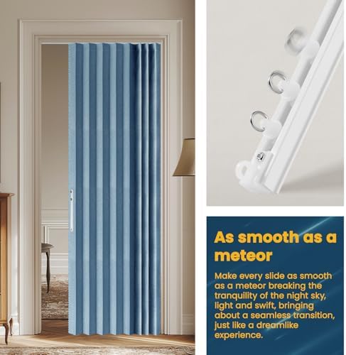 AJAZZ Blackout Accordion Door Curtain - 43W x 79L Blue