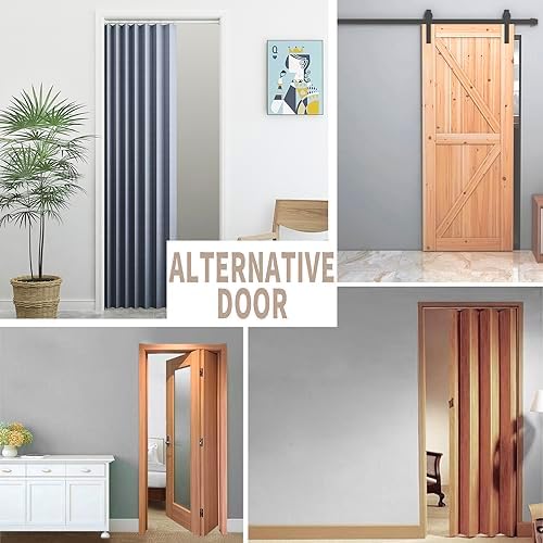 Vatge Blue Accordion Door Curtain Panel with Tieback